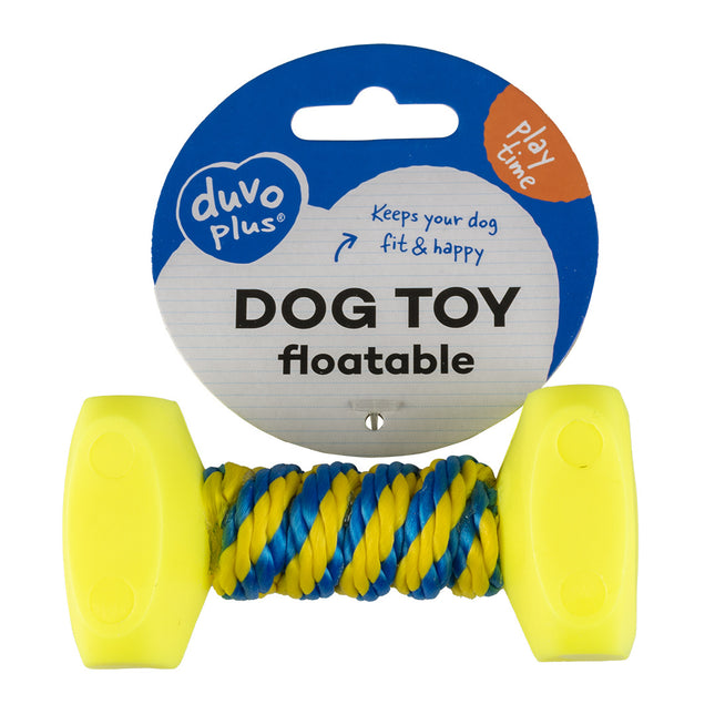 Dogtoy Hantel mit Seil 17x8cm Blau/Gelb