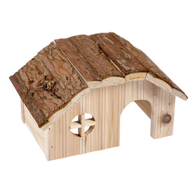 Knaagdieren Houten Lodge Schorsdak 28x18x16cm