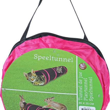 Spieltunnel Nylon Schwarz/Rosa 85x25cm