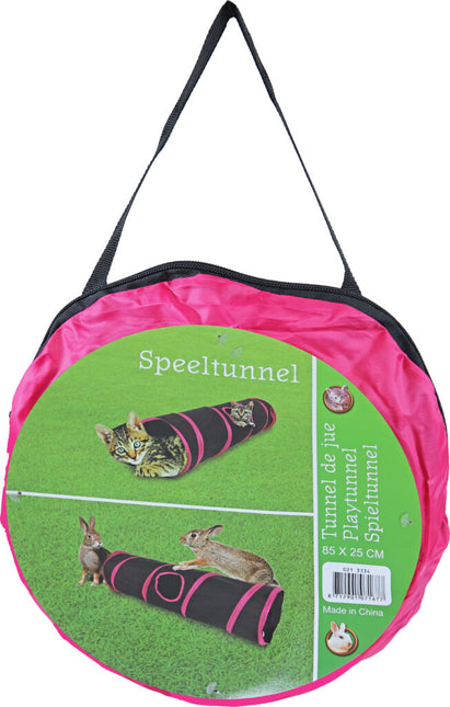 Speeltunnel Nylon Zwart/Roze 85x25cm