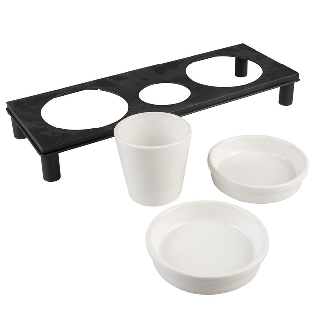 Tafelservice Stone Up Buffet, rechteckig, 200 ml – 41 x 14,5 cm, Weiß/Schwarz