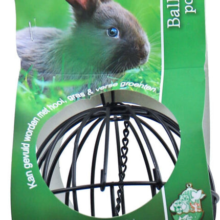 AnimalstoreXL Hooi en Groenvoerbal metaal met bel Zwart 11cm
