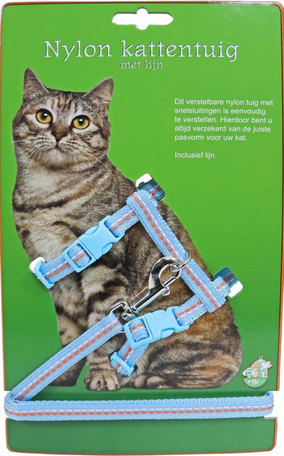 Katzengeschirr mit Leine Nylon Blau mit Nähten